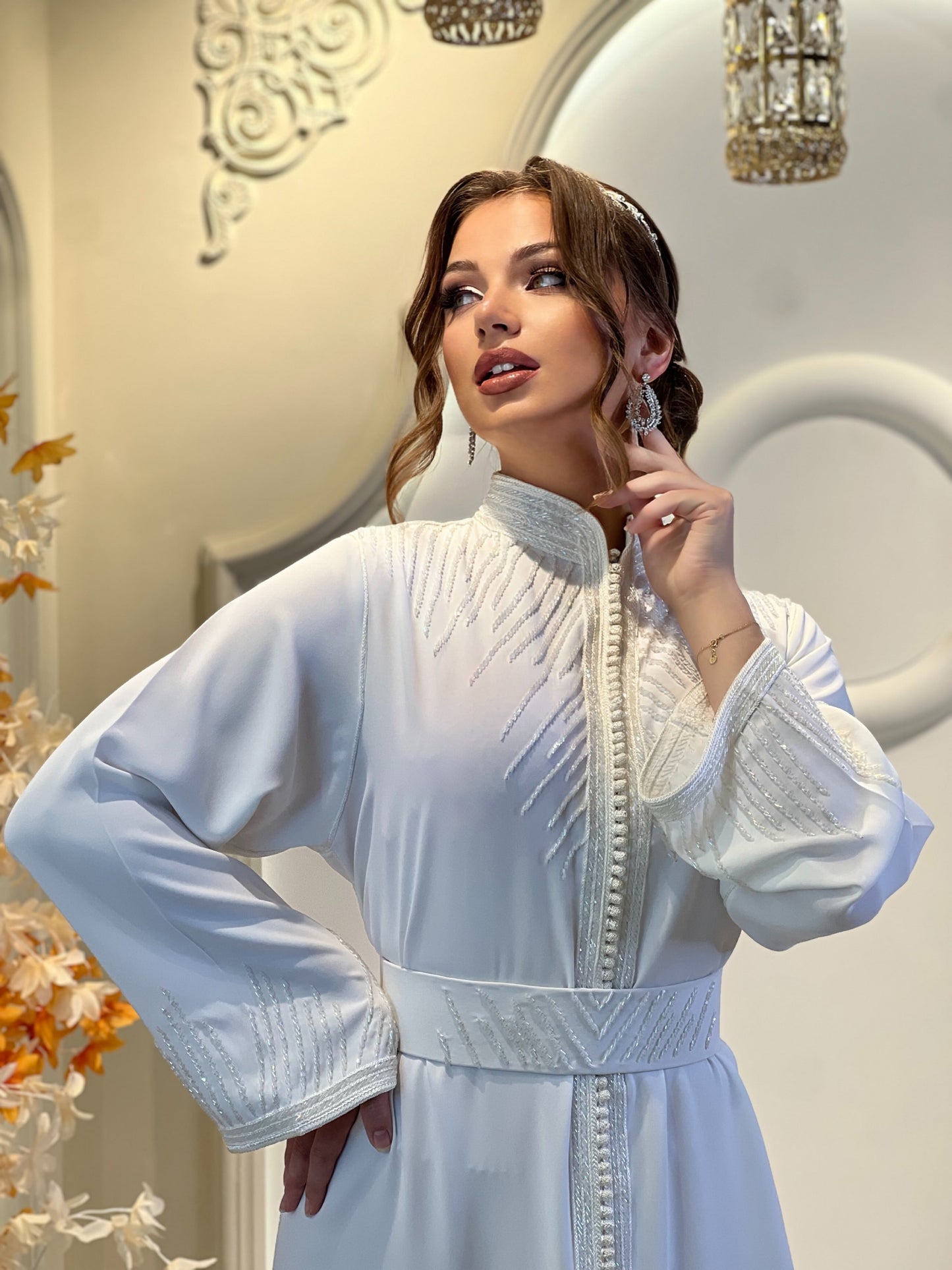 Standesamt Kleid - Silk reception dress - Solenne White | Hochzeit Gast | Luxus Kaftan | Seide