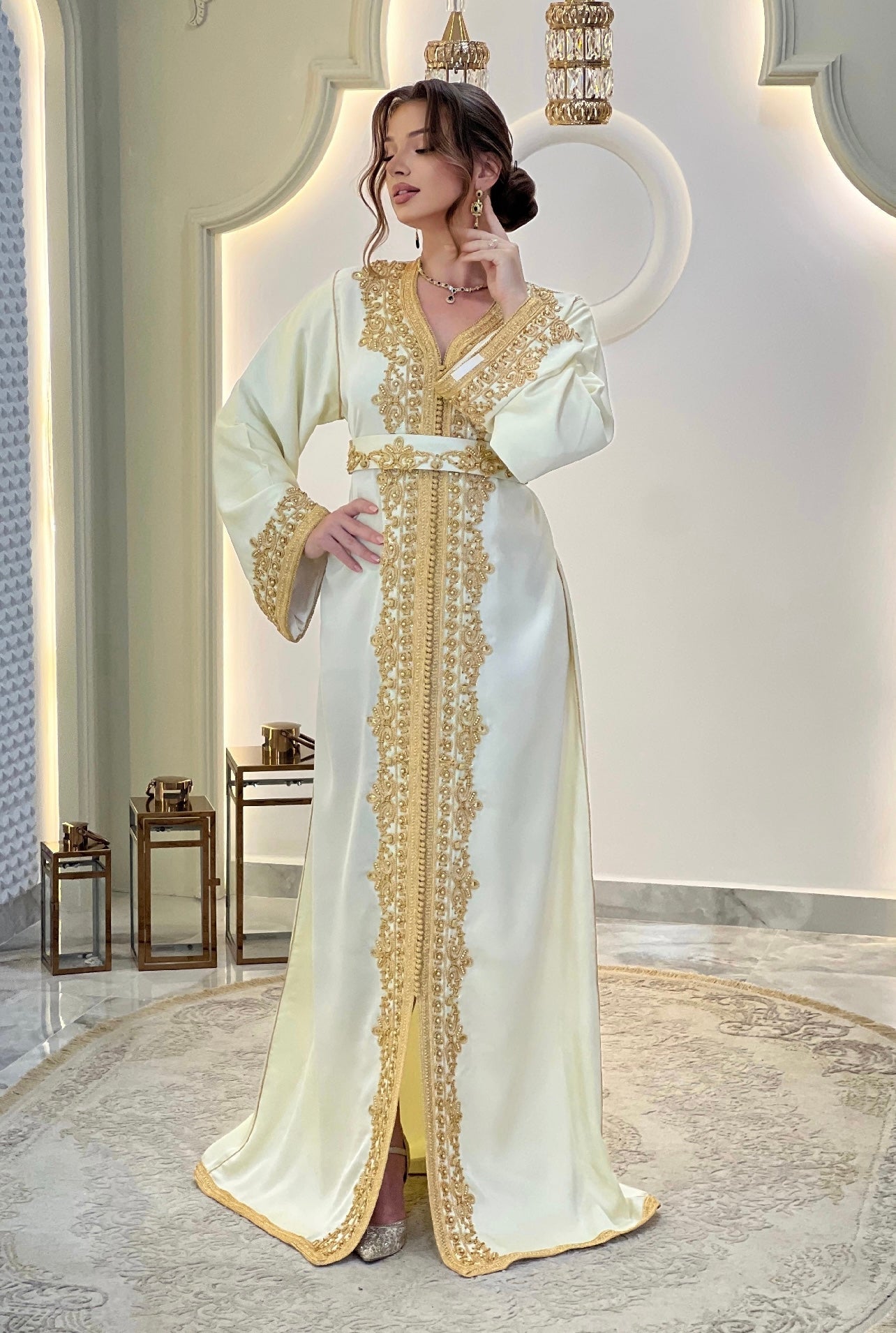 Courtesan dress - Kaftan Golnaz | Glitter Bridal Lux | Civil court dress | Pearl lace corset | Fantasy bridal gown