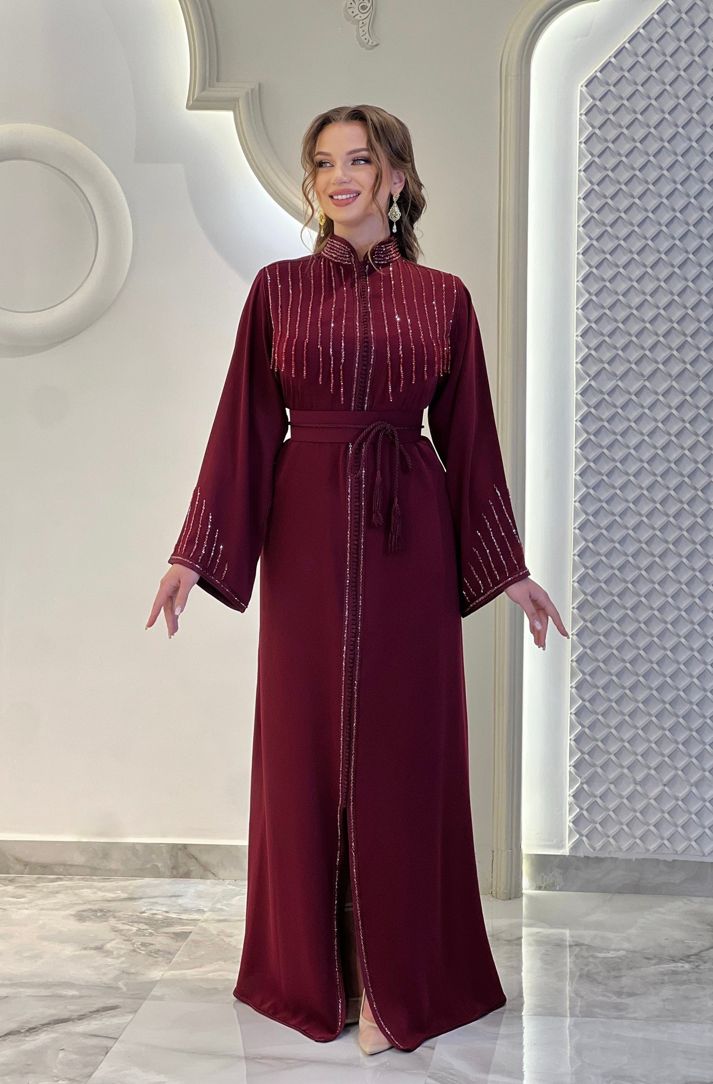 Ren faire dress - Kaftan Liam Bordeaux | Rehearsal silk dress | Silk reception dress | Wedding dress simple | Flowy wedding