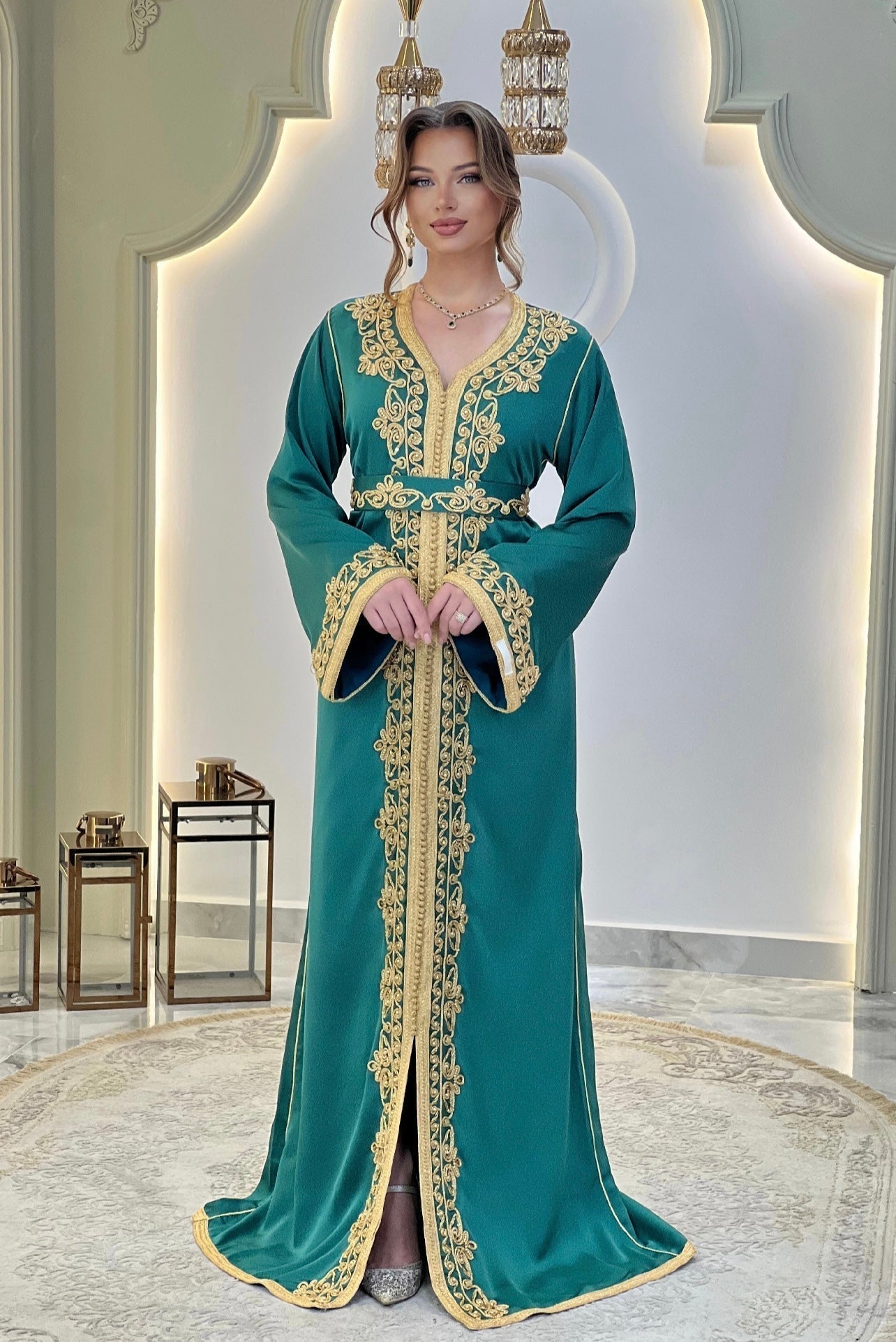Courtesan dress - Kaftan Golnaz | Glitter Bridal Lux | Civil court dress | Pearl lace corset | Fantasy bridal gown