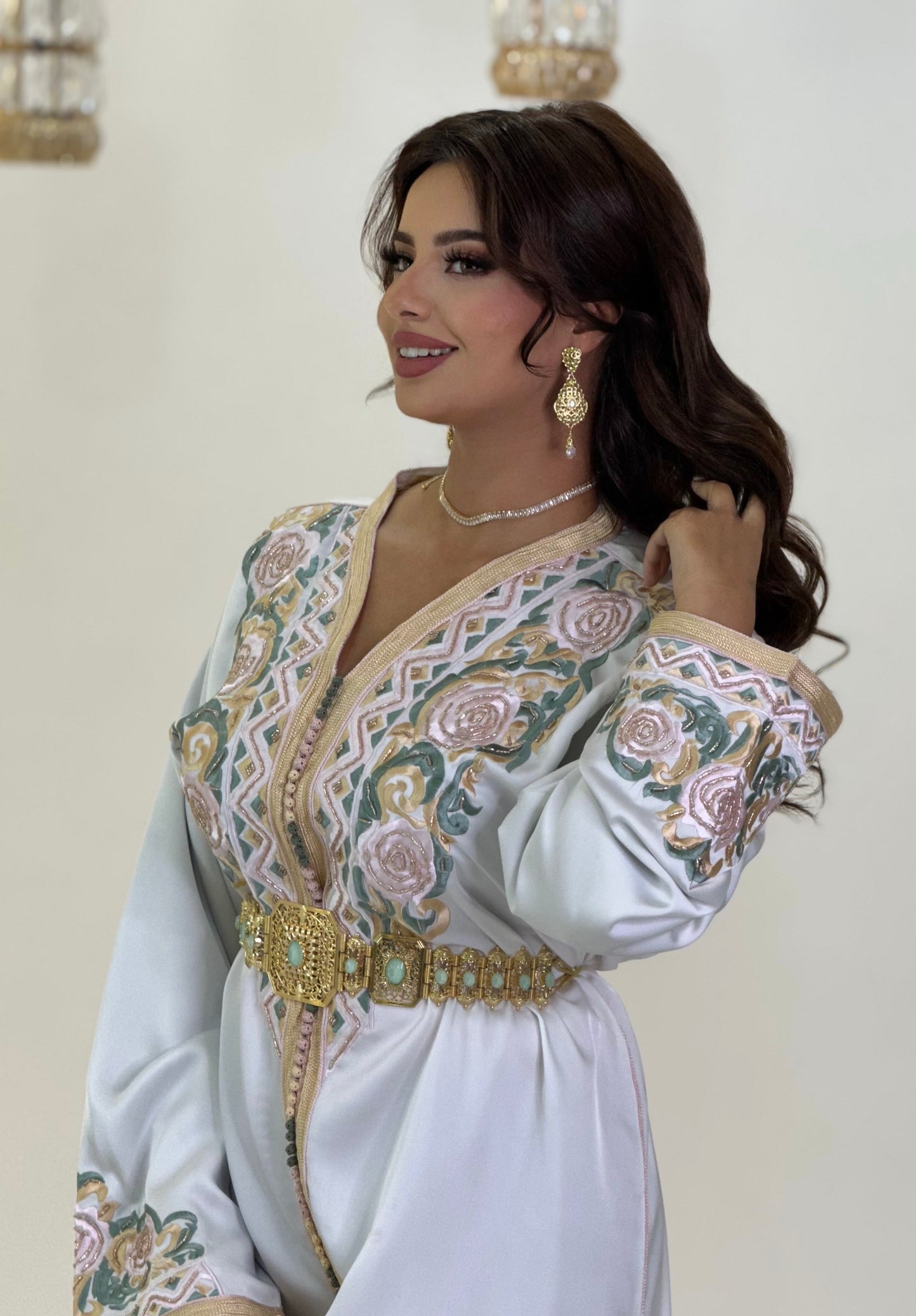 Civil court dress - Caftan Sania | Pearl lace corset | Fantasy bridal gown | Pearl mini gown | Bias low open back