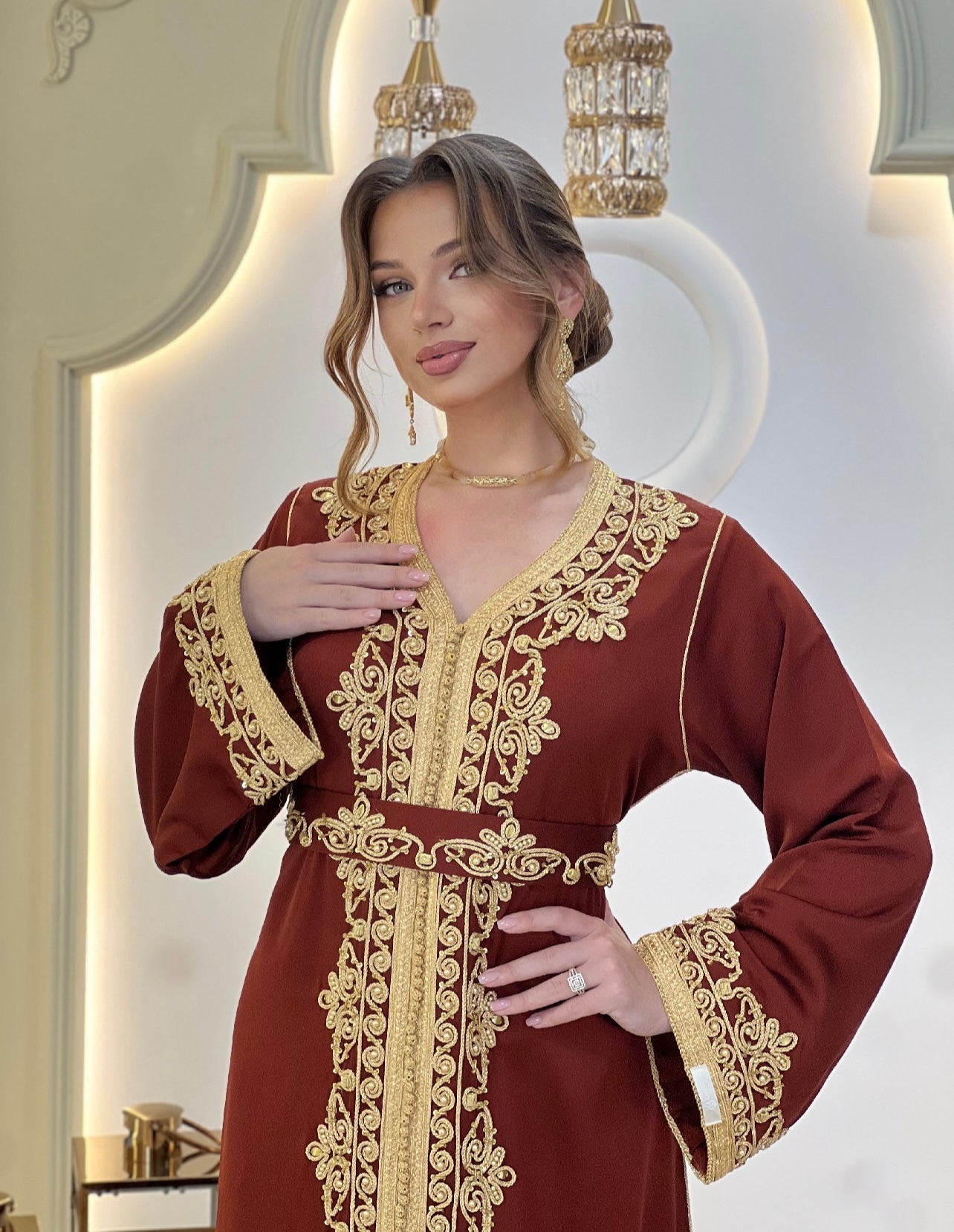 Courtesan dress - Kaftan Golnaz | Glitter Bridal Lux | Civil court dress | Pearl lace corset | Fantasy bridal gown