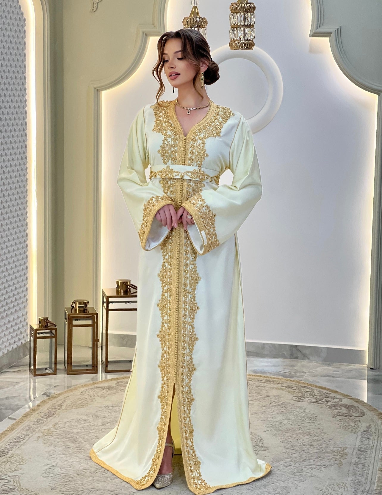Courtesan dress - Kaftan Golnaz | Glitter Bridal Lux | Civil court dress | Pearl lace corset | Fantasy bridal gown
