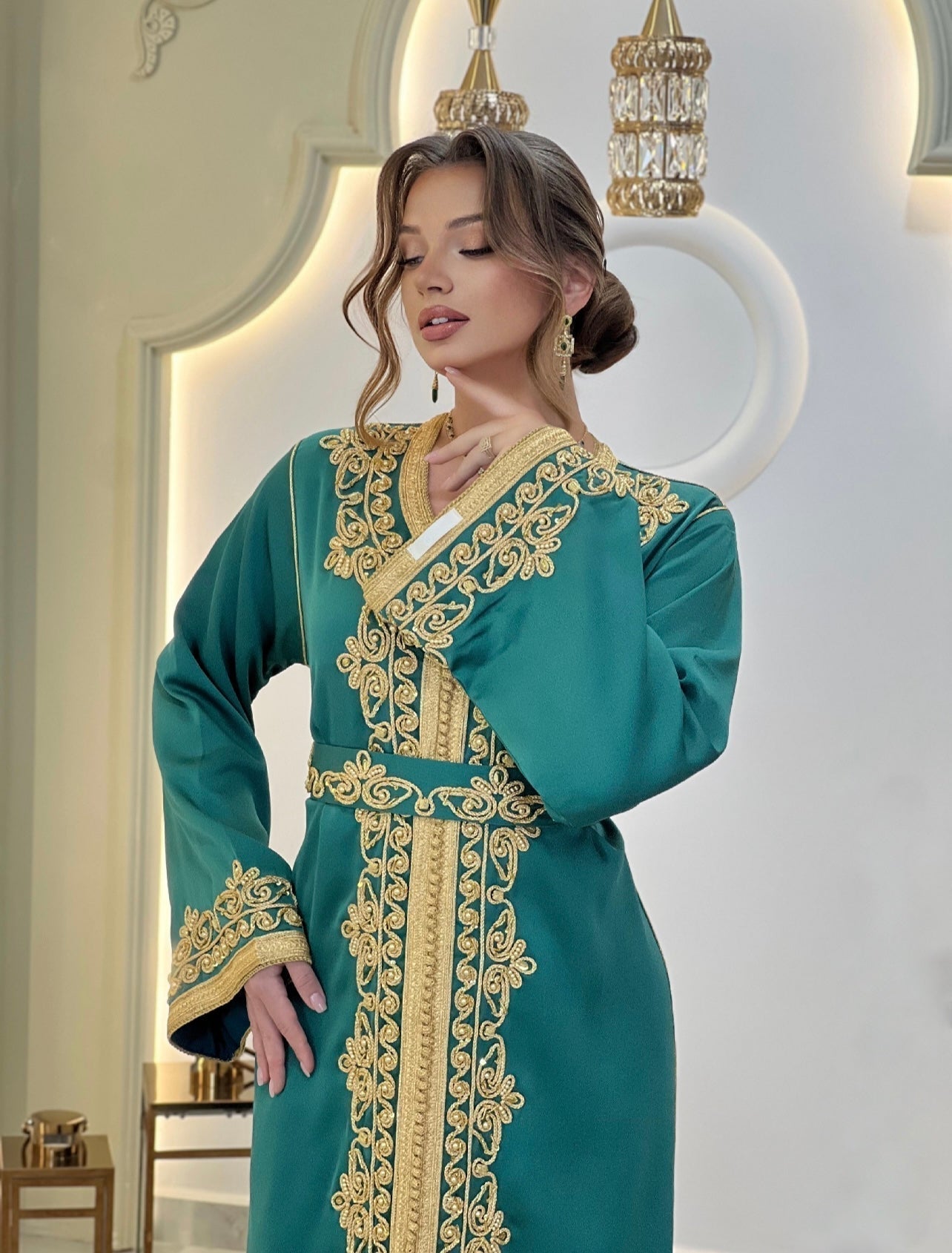 Courtesan dress - Kaftan Golnaz | Glitter Bridal Lux | Civil court dress | Pearl lace corset | Fantasy bridal gown