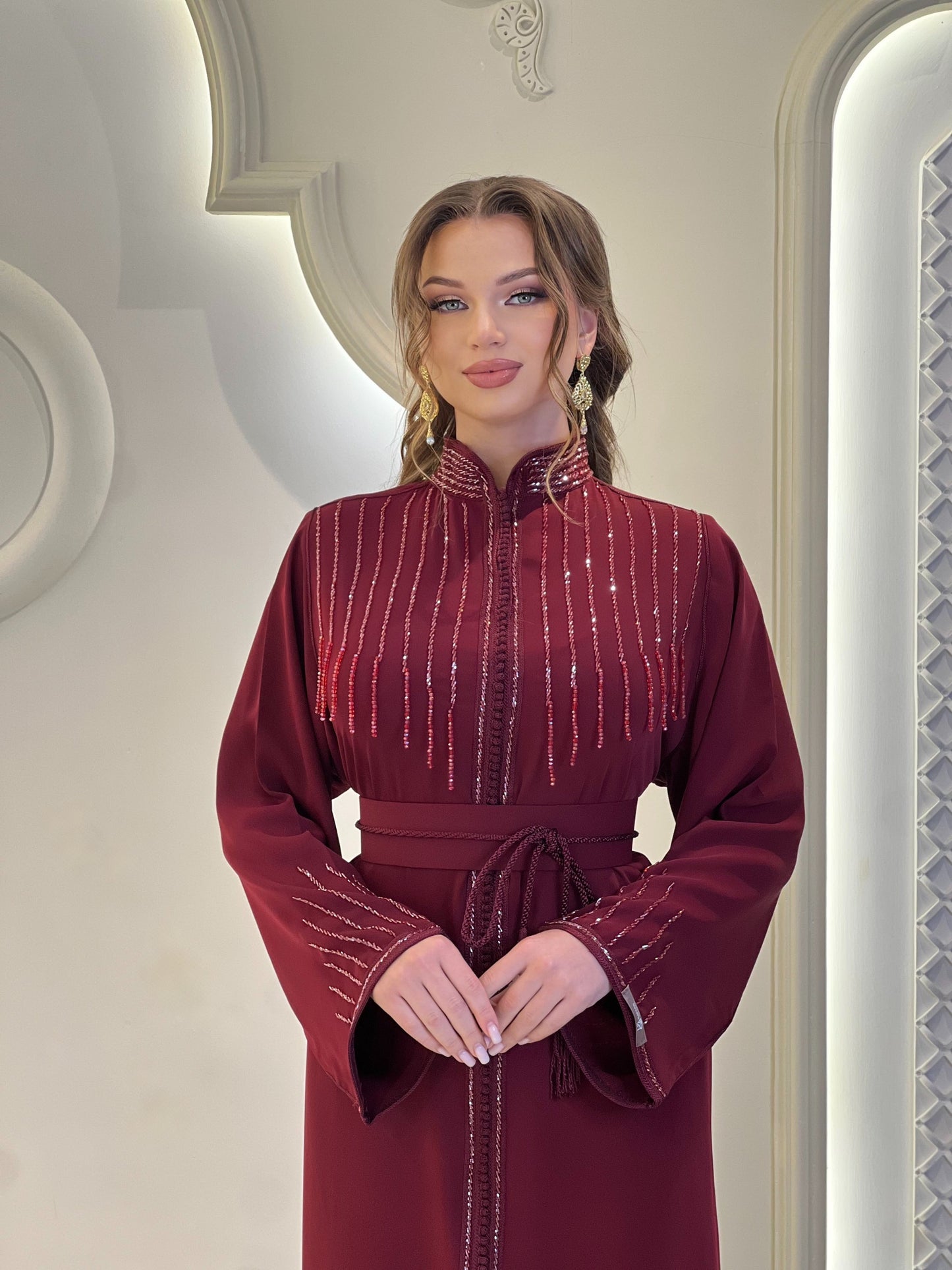 Ren faire dress - Kaftan Liam Bordeaux | Rehearsal silk dress | Silk reception dress | Wedding dress simple | Flowy wedding