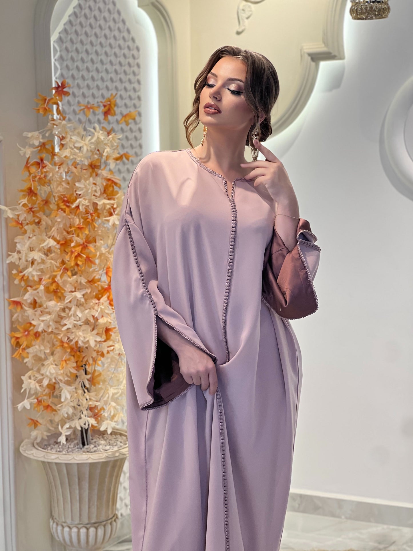 Modest wedding dress - Nayla Pink | Drop waist wedding | Fairy tale dress | Venice Carnival | Satin floor length