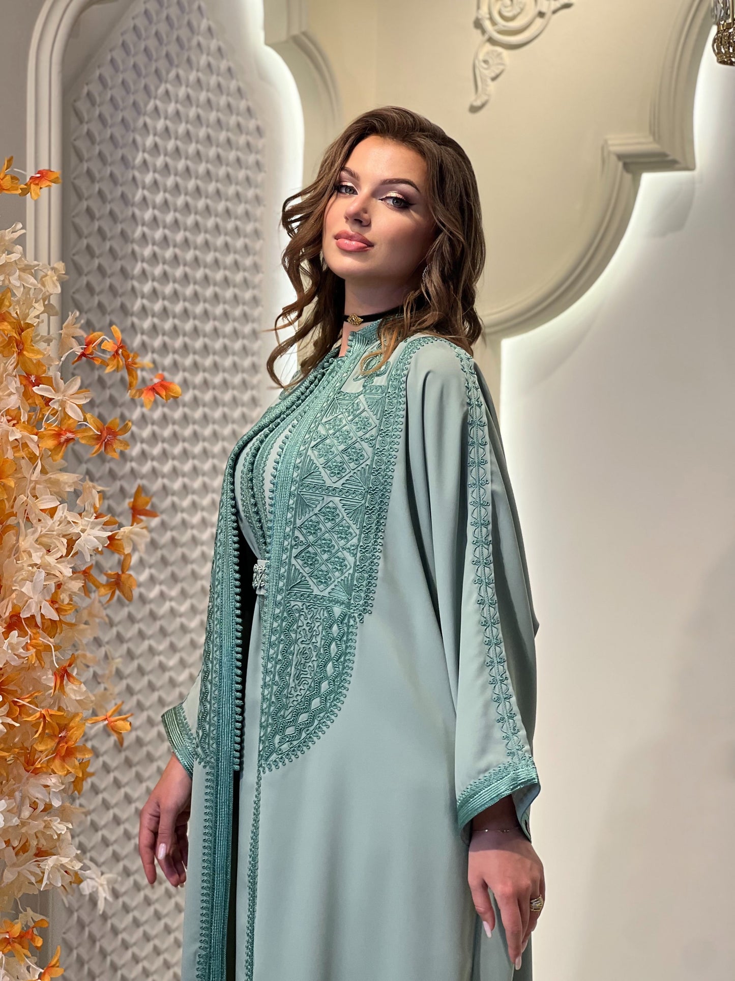 Caftan de Luxe - Modest wedding dress - Daur | Takchita Couture | Bespoke Silk Gown | Seta ricamata