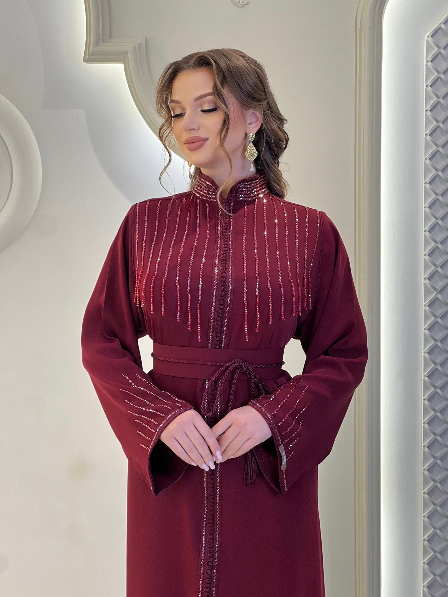 Ren faire dress - Kaftan Liam Bordeaux | Rehearsal silk dress | Silk reception dress | Wedding dress simple | Flowy wedding