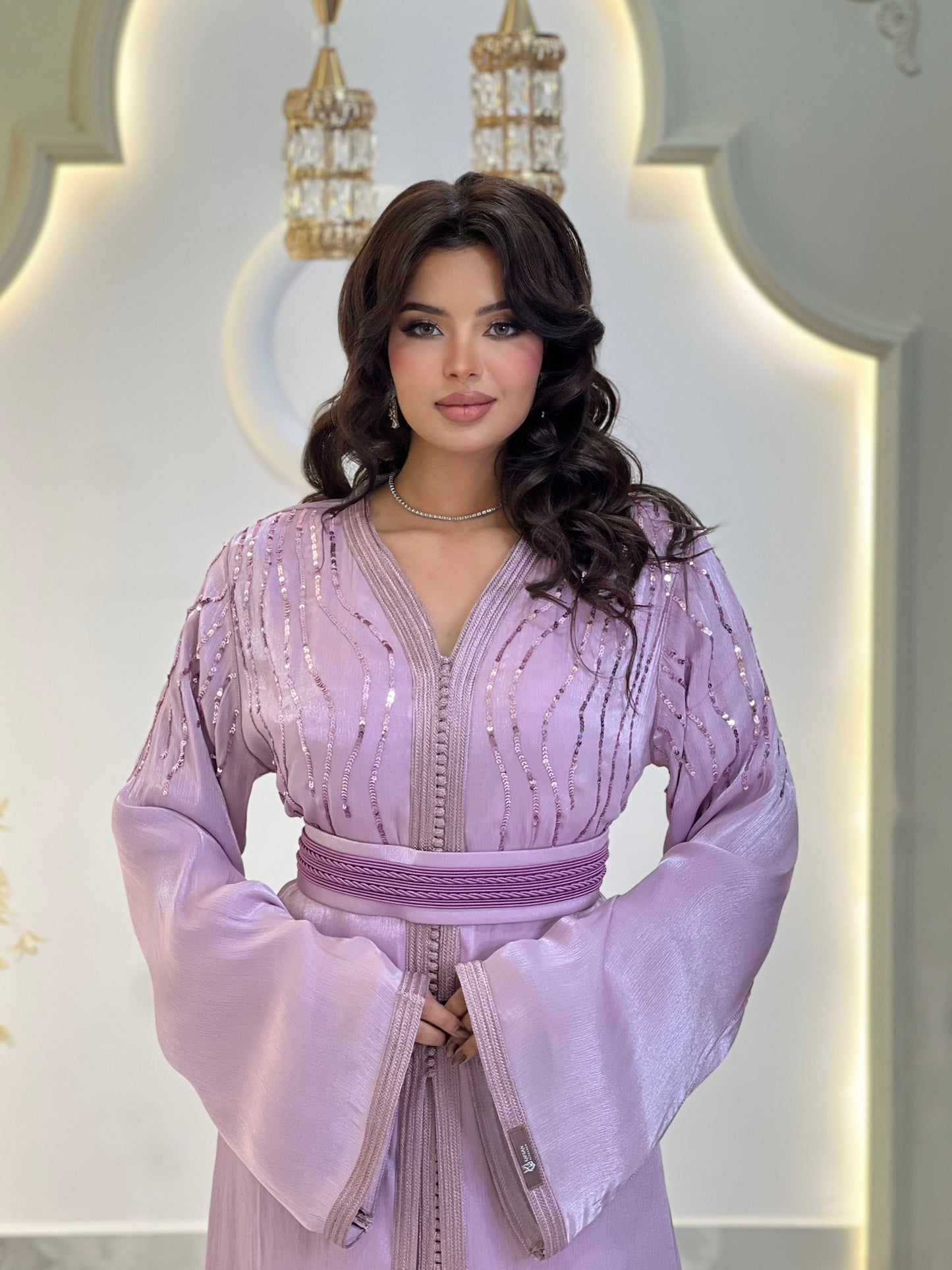 Modest wedding dress - Basant Light purple | Drop waist wedding | Fairy tale dress | Venice Carnival | Satin floor length