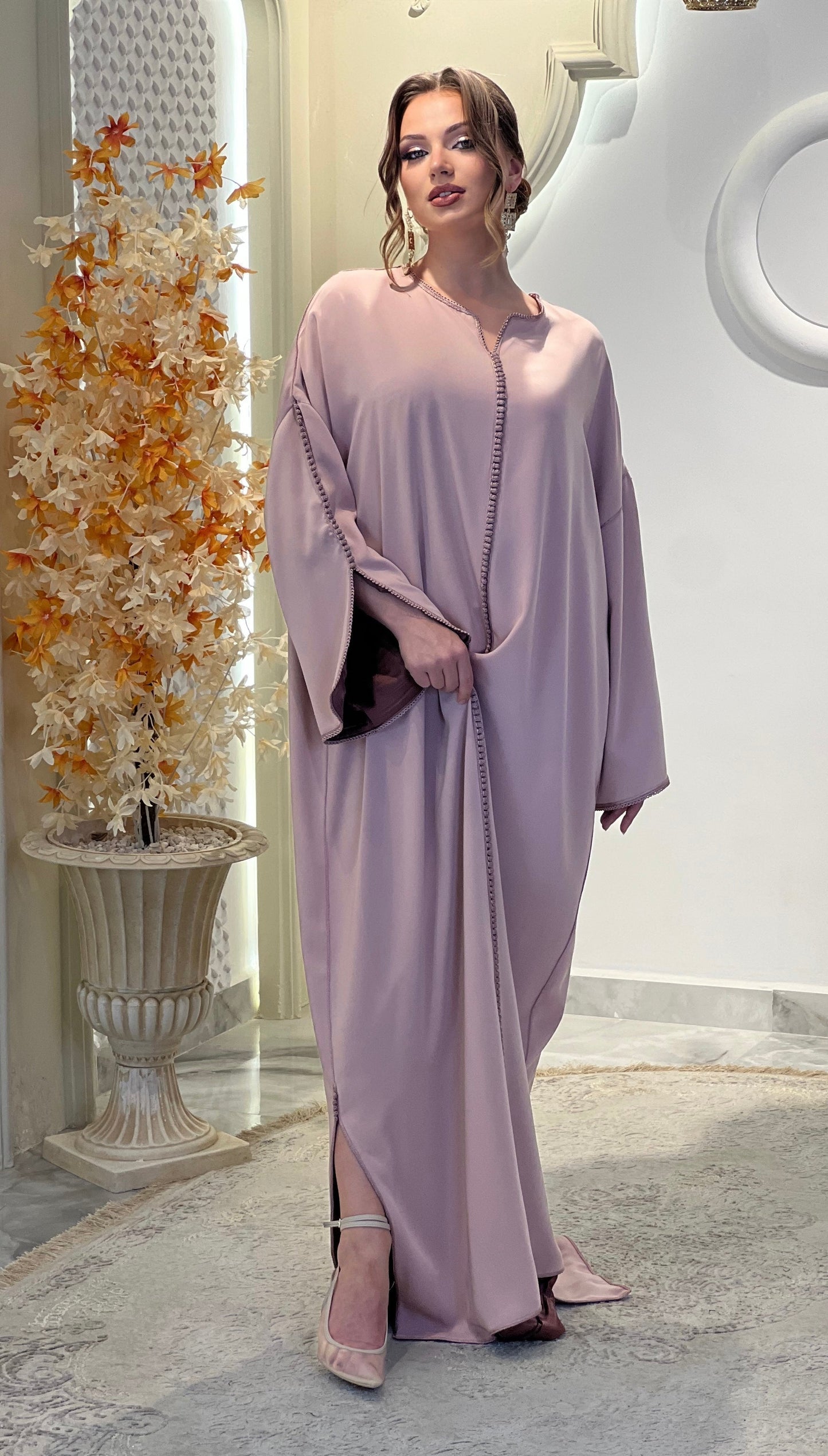 Modest wedding dress - Nayla Pink | Drop waist wedding | Fairy tale dress | Venice Carnival | Satin floor length