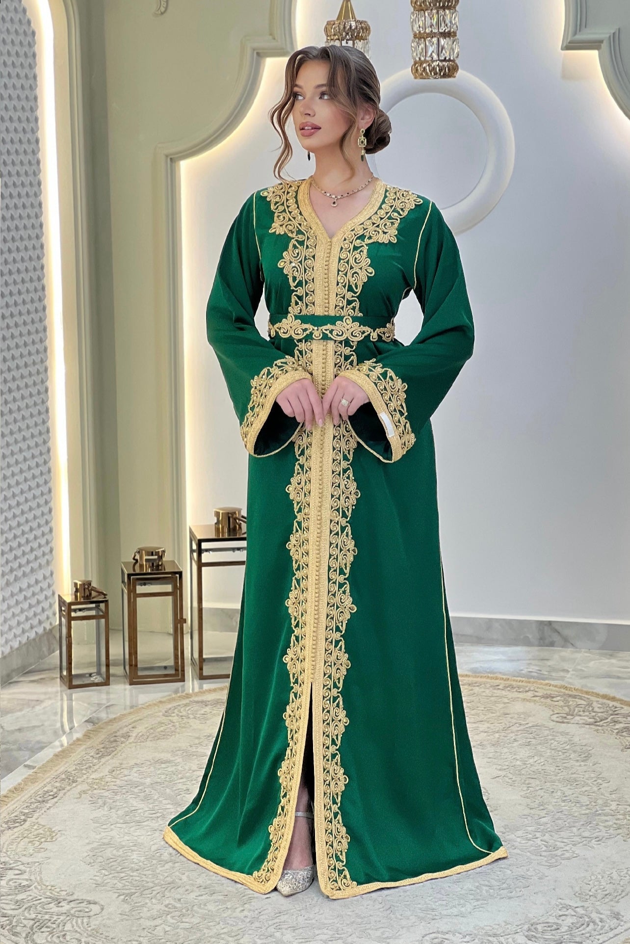 Courtesan dress - Kaftan Golnaz | Glitter Bridal Lux | Civil court dress | Pearl lace corset | Fantasy bridal gown