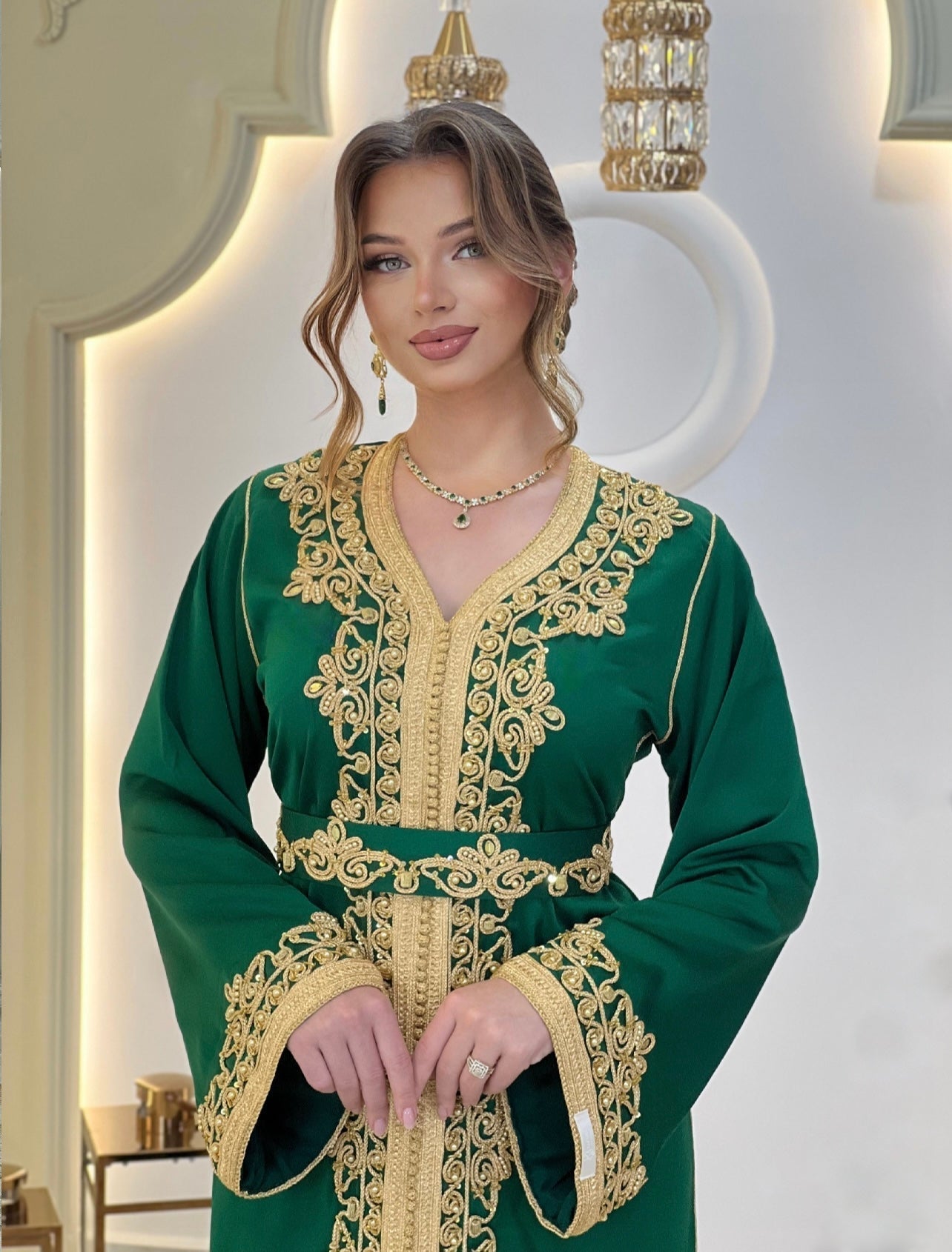 Courtesan dress - Kaftan Golnaz | Glitter Bridal Lux | Civil court dress | Pearl lace corset | Fantasy bridal gown