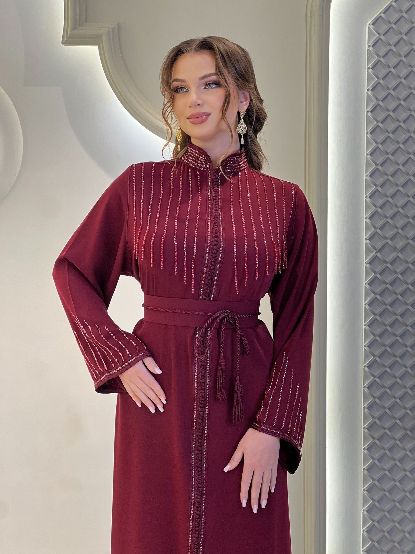 Standesamt Kleid - Ren faire dress - Kaftan Liam Bordeaux | Hochzeit Gast | Luxus Kaftan | Seide