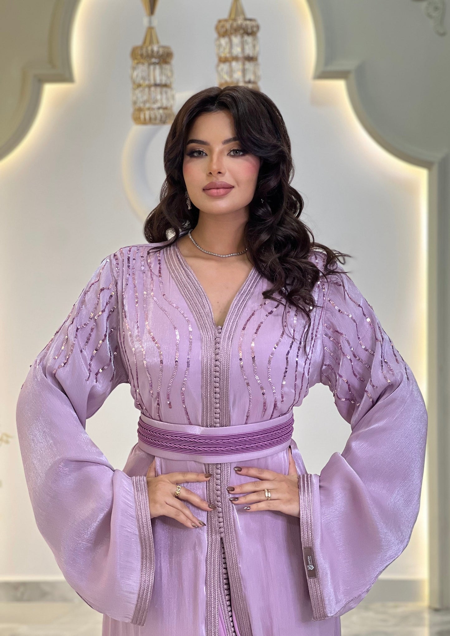 Modest wedding dress - Basant Light purple | Drop waist wedding | Fairy tale dress | Venice Carnival | Satin floor length