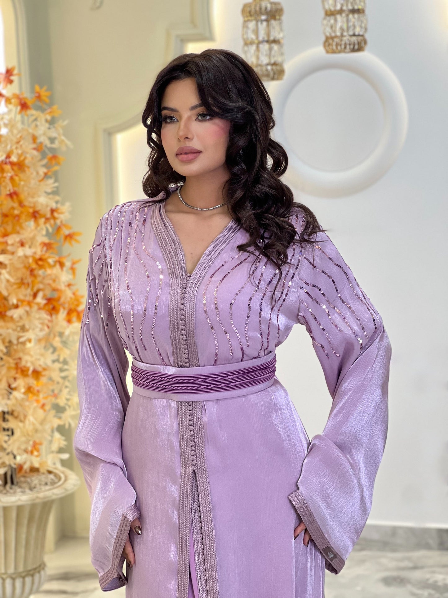 Modest wedding dress - Basant Light purple | Drop waist wedding | Fairy tale dress | Venice Carnival | Satin floor length