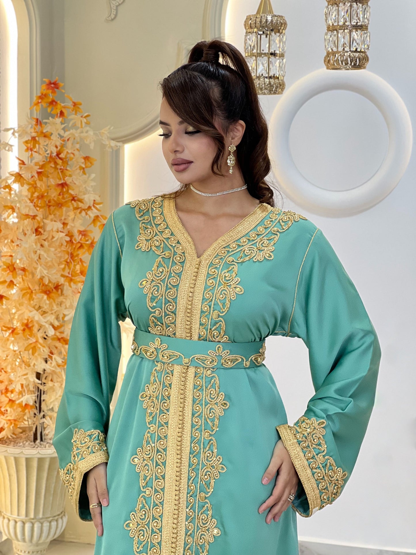Courtesan dress - Kaftan Golnaz | Glitter Bridal Lux | Civil court dress | Pearl lace corset | Fantasy bridal gown