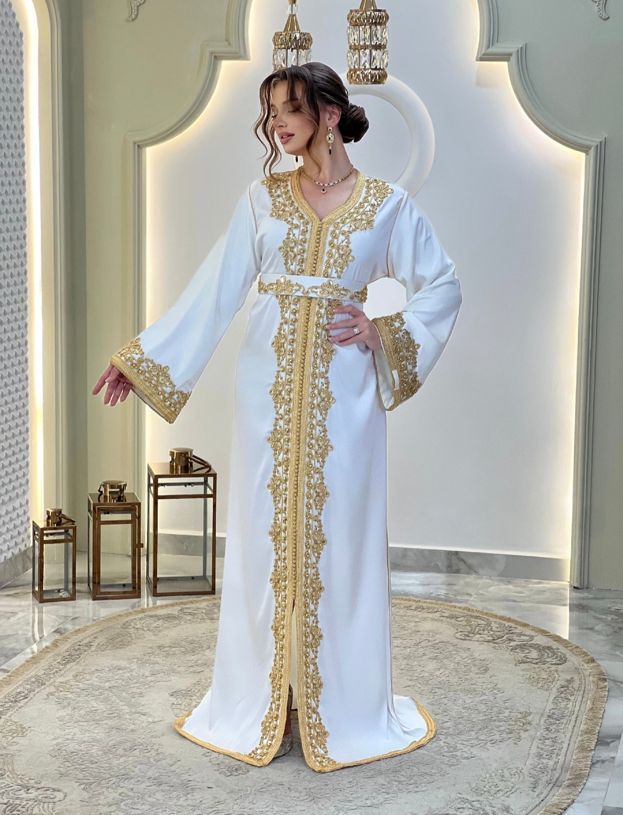 Courtesan dress - Kaftan Golnaz | Glitter Bridal Lux | Civil court dress | Pearl lace corset | Fantasy bridal gown
