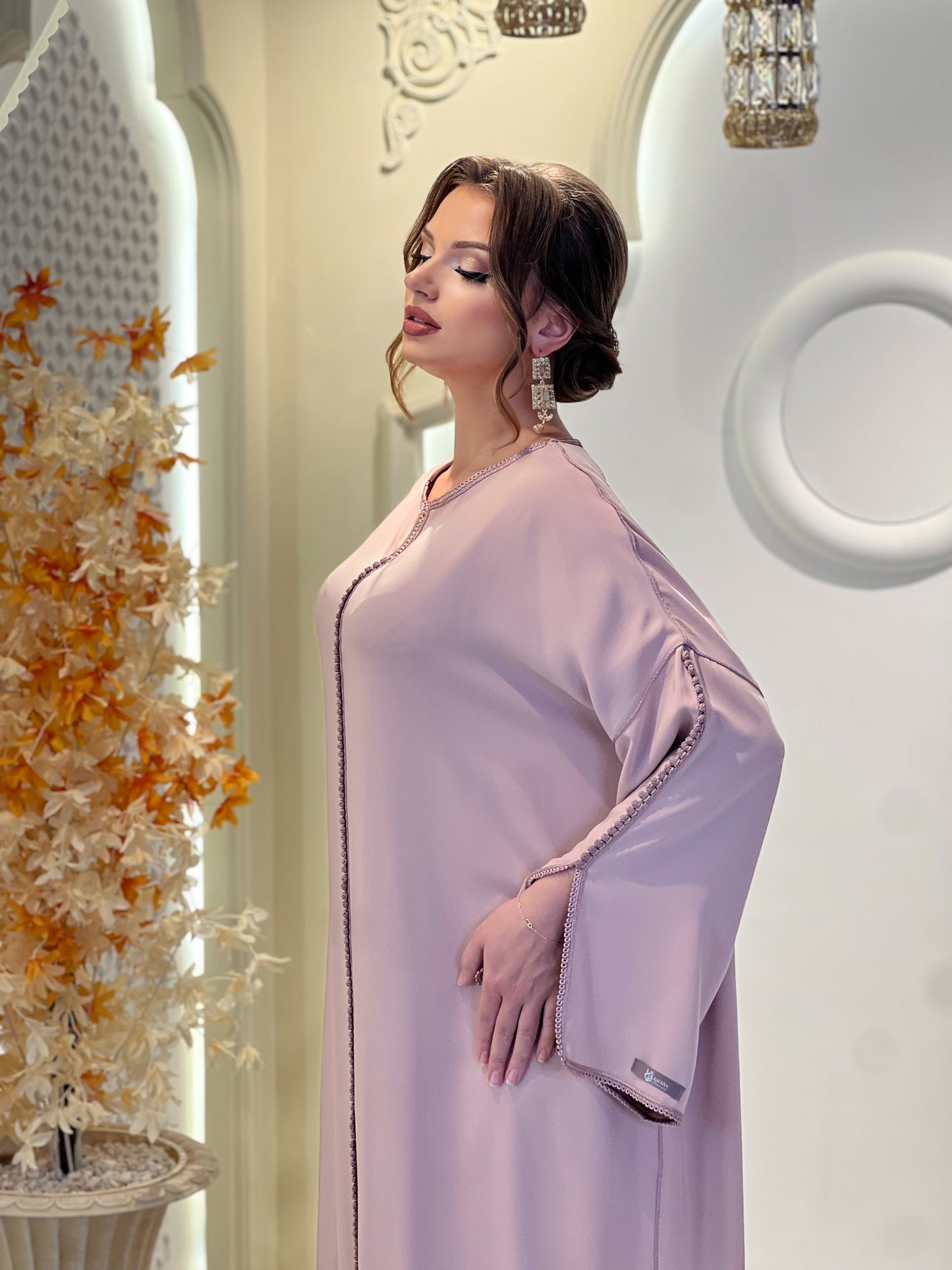 Modest wedding dress - Nayla Pink | Drop waist wedding | Fairy tale dress | Venice Carnival | Satin floor length