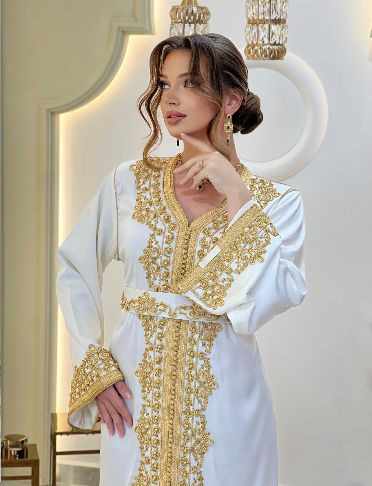 Courtesan dress - Kaftan Golnaz | Glitter Bridal Lux | Civil court dress | Pearl lace corset | Fantasy bridal gown