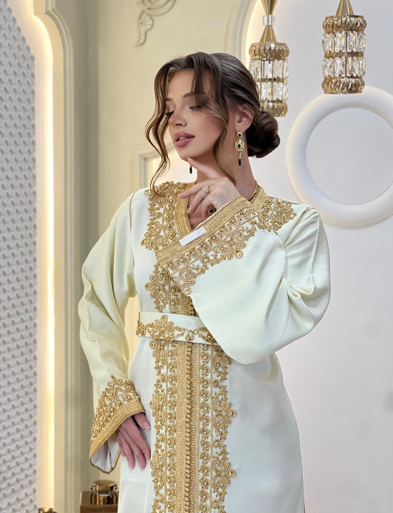 Courtesan dress - Kaftan Golnaz | Glitter Bridal Lux | Civil court dress | Pearl lace corset | Fantasy bridal gown