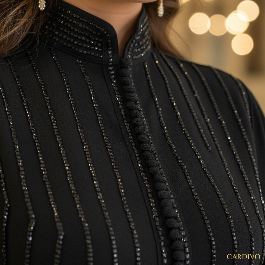 Kaftan Liam Black - Macro Embroidery Detail